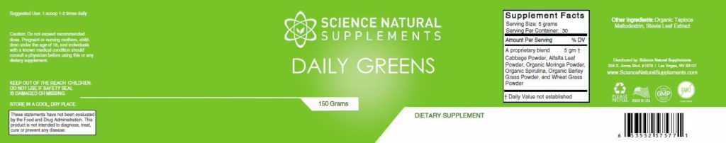Science Natural Supplements Daily Greens