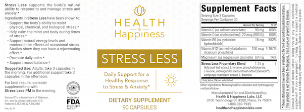 Health and Happiness Stress Less Ingredients